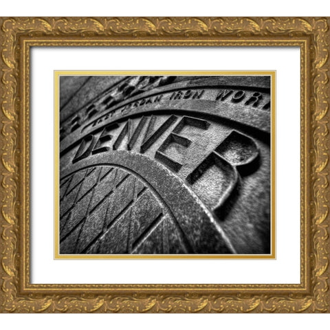 Denver-Colorado manhole cover Gold Ornate Wood Framed Art Print with Double Matting by SMO