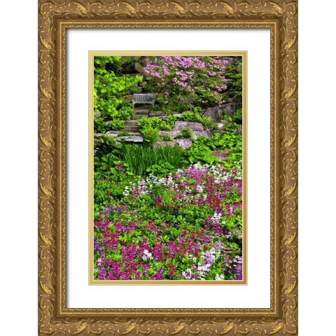 Delaware, Wilmington Flower abound in garden Gold Ornate Wood Framed Art Print with Double Matting by OBrien, Jay