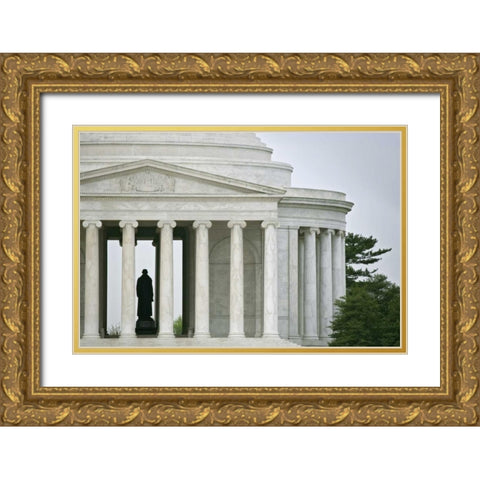 Washington DC, The Thomas Jefferson Memorial Gold Ornate Wood Framed Art Print with Double Matting by Flaherty, Dennis