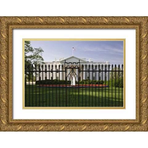 USA, Washington, DC -the Whitehouse Gold Ornate Wood Framed Art Print with Double Matting by Flaherty, Dennis