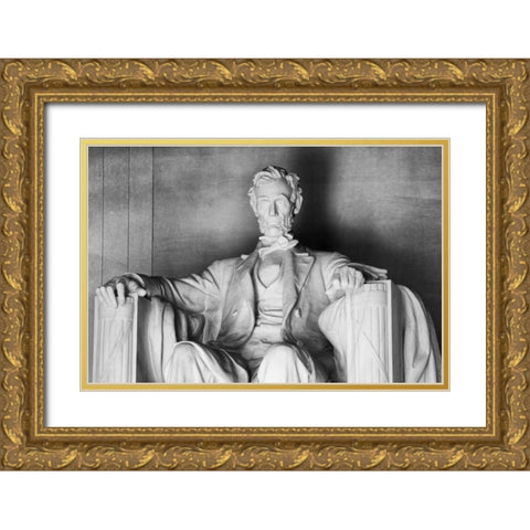 USA, Washington, DC Close-up of Lincoln Memorial Gold Ornate Wood Framed Art Print with Double Matting by Flaherty, Dennis