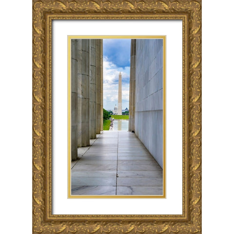 Washington Monument-Capitol Hill-Lincoln Memorial-Washington DC-Dedicated 1922 Gold Ornate Wood Framed Art Print with Double Matting by Perry, William