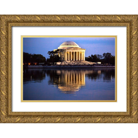 Jefferson Memorial and Tidal Basin in April Gold Ornate Wood Framed Art Print with Double Matting by Perry, William