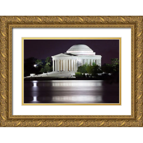 Jefferson Memorial and Tidal Basin in April Gold Ornate Wood Framed Art Print with Double Matting by Perry, William