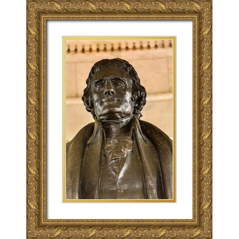 Bronze Jefferson Statue-Jefferson Memorial-Washington DC-Statue by Rudolph Evans 1947 Gold Ornate Wood Framed Art Print with Double Matting by Perry, William
