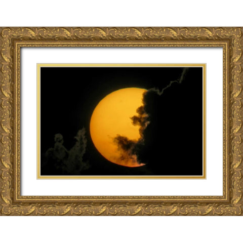 FL, Fort De Soto Park Dark clouds at sunset Gold Ornate Wood Framed Art Print with Double Matting by Morris, Arthur