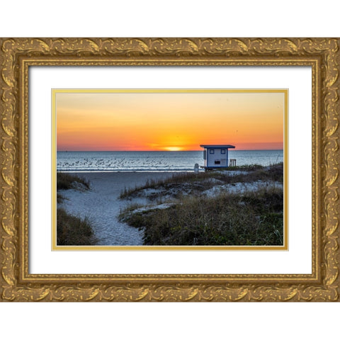 USA-Florida-Port Canaveral-Sunrise over the Atlantic Gold Ornate Wood Framed Art Print with Double Matting by Looney, Hollice