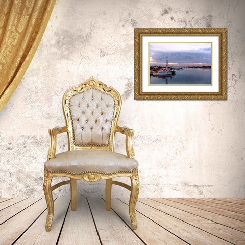 Looking out of the Key West Express shuttle over Fort Myers waterway of the Gulf of Mexico Gold Ornate Wood Framed Art Print with Double Matting by Haddad, Sheila