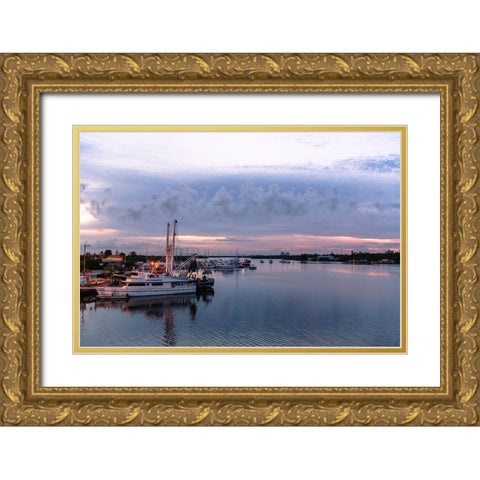 Looking out of the Key West Express shuttle over Fort Myers waterway of the Gulf of Mexico Gold Ornate Wood Framed Art Print with Double Matting by Haddad, Sheila