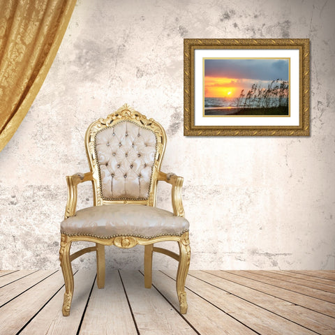 Sunrise on Atlantic Beach Gold Ornate Wood Framed Art Print with Double Matting by Miller, Anna