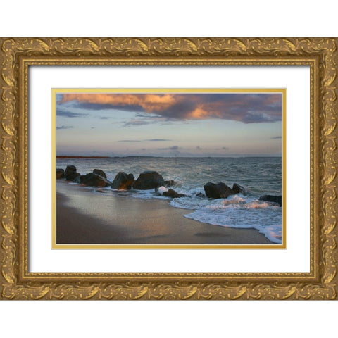 Sunrise on Tybee Island Beach-Georgia-USA Gold Ornate Wood Framed Art Print with Double Matting by Miller, Anna