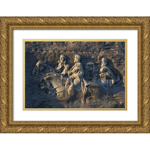 GA, Atlanta Carving on Stone Mountain Gold Ornate Wood Framed Art Print with Double Matting by Flaherty, Dennis