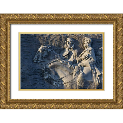 GA, Atlanta Carving on Stone Mountain Gold Ornate Wood Framed Art Print with Double Matting by Flaherty, Dennis