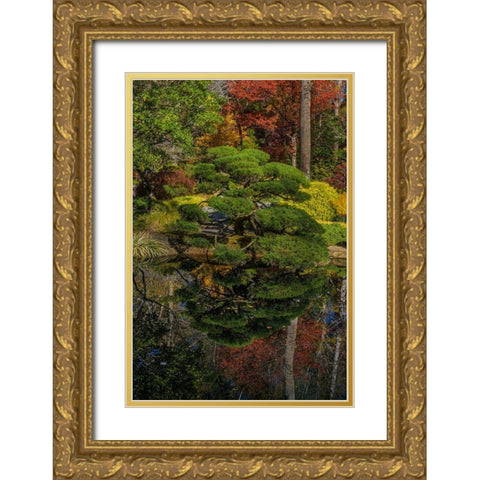 Georgia-Jasper Japanese Garden and pond in Gibbs Garden  Gold Ornate Wood Framed Art Print with Double Matting by Jaynes Gallery