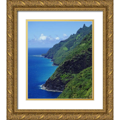 Hawaii, Kauai The Na Pali coast Gold Ornate Wood Framed Art Print with Double Matting by Talbot Frank, Christopher