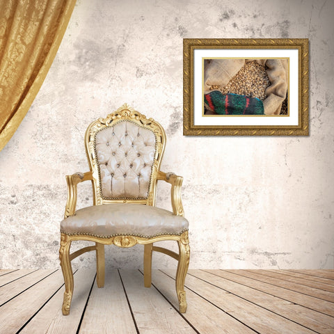 Kauai Coffee beans drying-Kauai-Hawaii-USA Gold Ornate Wood Framed Art Print with Double Matting by Engelbrecht, Jim