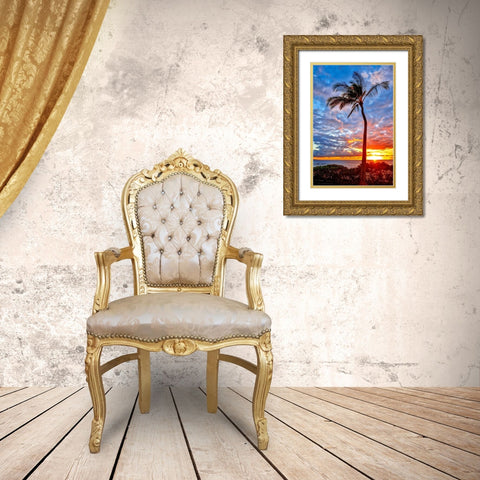 Sunset on Wailea Beach-Maui-Hawaii-USA Gold Ornate Wood Framed Art Print with Double Matting by Engelbrecht, Lisa S.