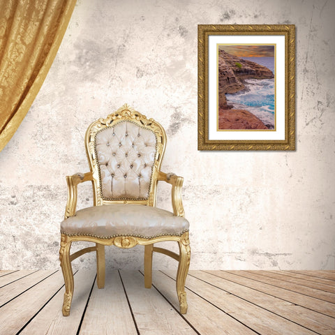 Ocean view from Spitting Caves-Oahu-Hawaii Gold Ornate Wood Framed Art Print with Double Matting by Norring, Tom