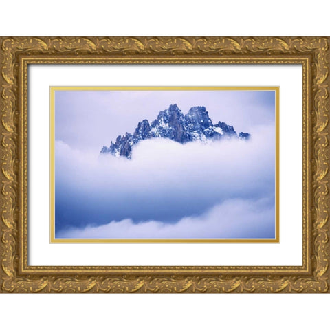 Idaho, Sawtooth Range Mountain peaks wtih clouds Gold Ornate Wood Framed Art Print with Double Matting by Flaherty, Dennis