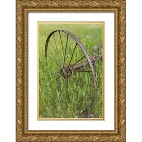 Idaho Abandoned farm equipment Gold Ornate Wood Framed Art Print with Double Matting by Grall, Don