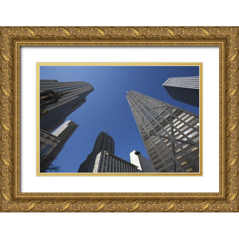 IL, Chicago The Hancock Building and skyscrapers Gold Ornate Wood Framed Art Print with Double Matting by Flaherty, Dennis