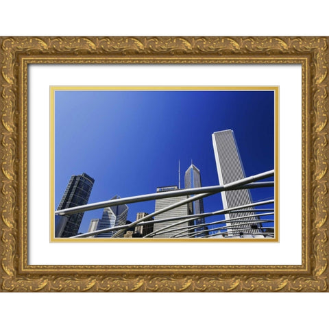 IL, Chicago Pipes over Jay Pritzker Pavilion Gold Ornate Wood Framed Art Print with Double Matting by Flaherty, Dennis