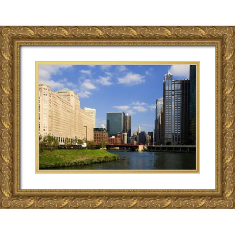 Illinois, Chicago Merchandise Mart in downtown Gold Ornate Wood Framed Art Print with Double Matting by Flaherty, Dennis