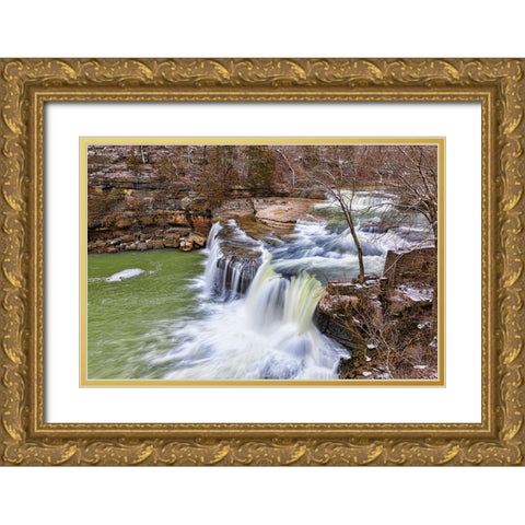 Cataract Falls Lieber State Recreation Area-Indiana Gold Ornate Wood Framed Art Print with Double Matting by Day, Richard and Susan