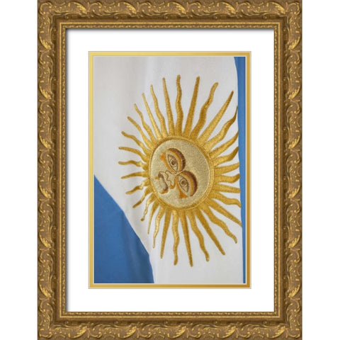 Argentina, Mendoza Sunburst on Argentinas flag Gold Ornate Wood Framed Art Print with Double Matting by Kaveney, Wendy