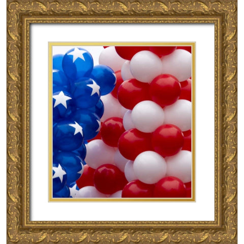 Indiana, Carmel Patriotic balloons on July 4th Gold Ornate Wood Framed Art Print with Double Matting by Kaveney, Wendy