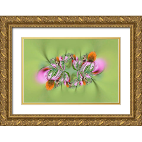 Tiger Swallowtail butterfly on purple coneflower-Kentucky Gold Ornate Wood Framed Art Print with Double Matting by Jones, Adam