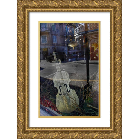 Louisiana, New Orleans Reflections on a window Gold Ornate Wood Framed Art Print with Double Matting by Noble Gardner, Nancy