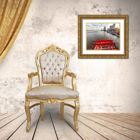 Paddle wheel in motion on the historic steamboat The Natchez in New Orleans-Louisiana-USA Gold Ornate Wood Framed Art Print with Double Matting by Haney, Chuck
