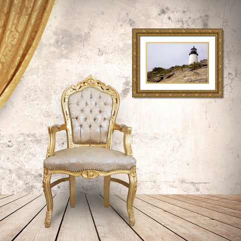 ME, Pemaquid Lighthouse overlooks coastline Gold Ornate Wood Framed Art Print with Double Matting by Clemons, Kathleen