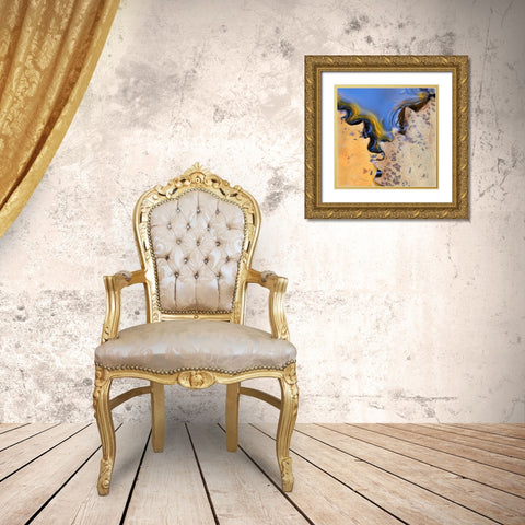 ME, Acadia NP Leaves form pattern on pond water Gold Ornate Wood Framed Art Print with Double Matting by Rotenberg, Nancy