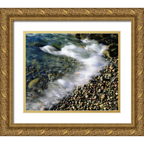 USA, Maine, Waves breaking on a Rock Background Gold Ornate Wood Framed Art Print with Double Matting by Talbot Frank, Christopher