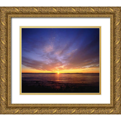 USA, Maine Atlantic Ocean Sunrise Gold Ornate Wood Framed Art Print with Double Matting by Talbot Frank, Christopher