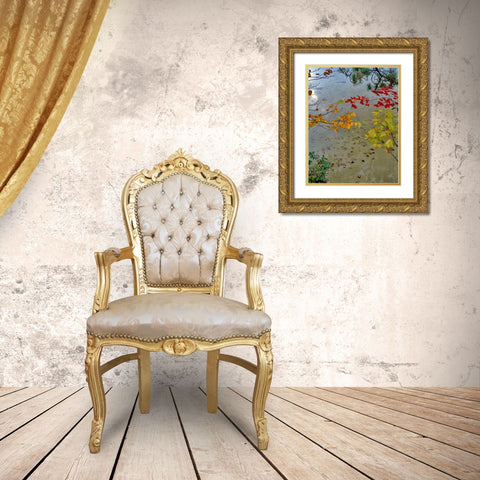 Maine Scenic of lake shore of Upper Togue Pond Gold Ornate Wood Framed Art Print with Double Matting by Terrill, Steve