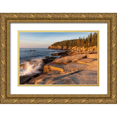 Otter Cliffs at sunrise in Acadia National Park-Maine-USA Gold Ornate Wood Framed Art Print with Double Matting by Haney, Chuck