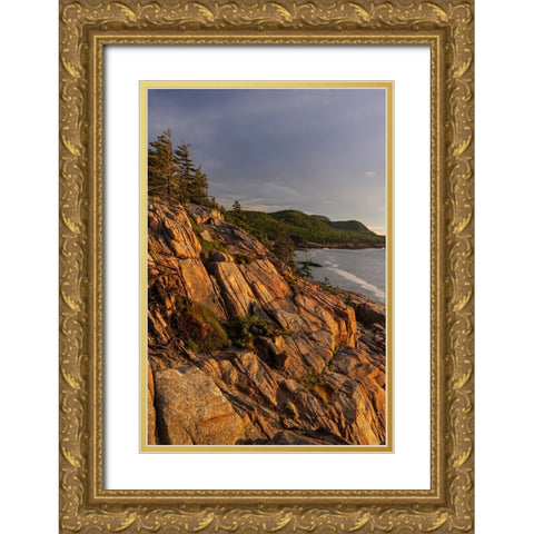 Otter Cliffs at sunrise in Acadia National Park-Maine-USA Gold Ornate Wood Framed Art Print with Double Matting by Haney, Chuck