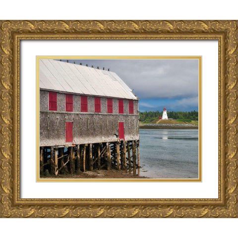 Maine-Lubec Mulholland Point Lighthouse as seen from the town of Lubec-Maine Gold Ornate Wood Framed Art Print with Double Matting by Eggers, Julie