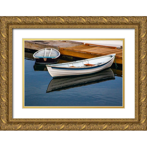 USA-New England-Maine-Mt-Desert-Southwest Harbor with wooden boats Gold Ornate Wood Framed Art Print with Double Matting by Gulin, Sylvia