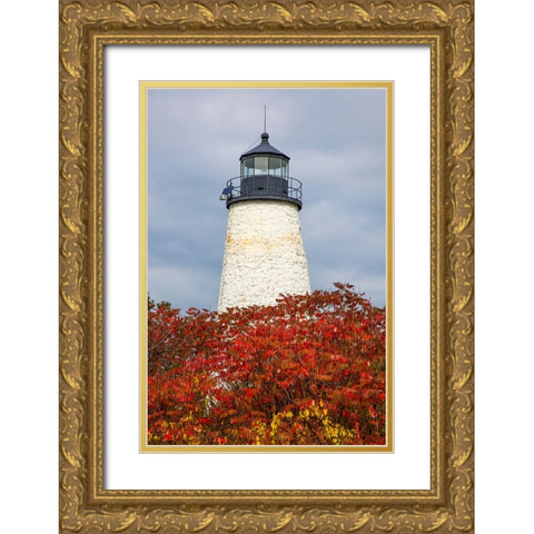 USA-New England-Maine-Dyce Head Lighthouse Gold Ornate Wood Framed Art Print with Double Matting by Gulin, Sylvia