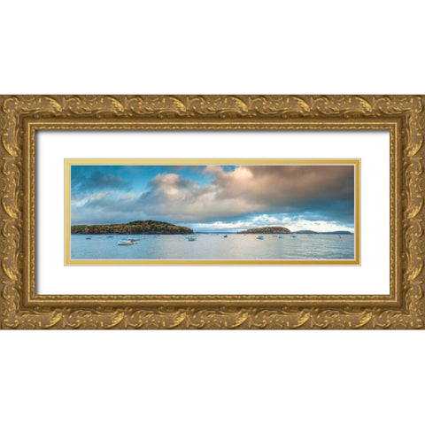 Maine-Mt Desert Island-Bar Harbor-view of Frenchman Bay-autumn Gold Ornate Wood Framed Art Print with Double Matting by Bibikow, Walter