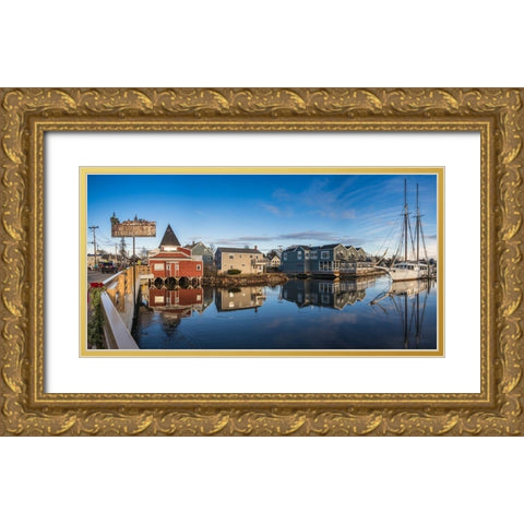Maine-Kennebunkport-village harbor Gold Ornate Wood Framed Art Print with Double Matting by Bibikow, Walter