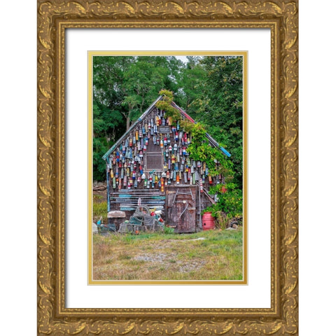 Wooden buoys-Ipswich Bay-Ipswich-Massachusetts Gold Ornate Wood Framed Art Print with Double Matting by Engelbrecht, Lisa S.
