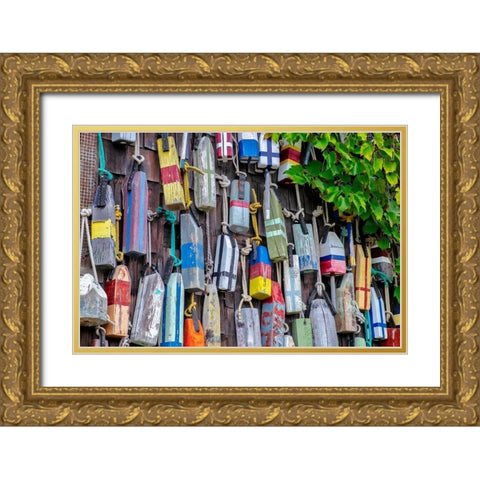 Wooden buoys Gold Ornate Wood Framed Art Print with Double Matting by Engelbrecht, Lisa S.