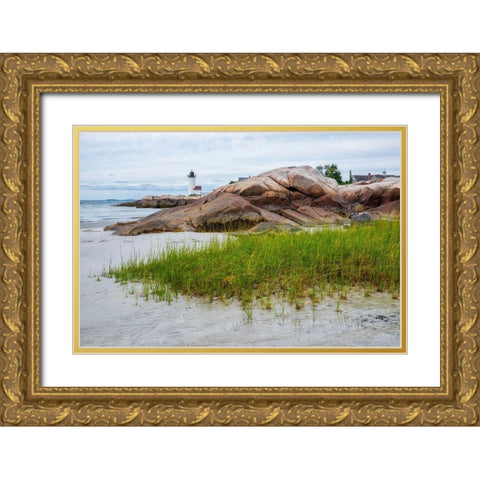 Harbor Light-Ipswich Bay-Annisquam-Massachusetts-USA Gold Ornate Wood Framed Art Print with Double Matting by Engelbrecht, Lisa S.