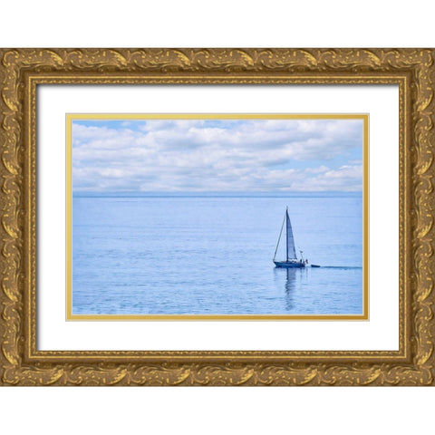 Sailboat on Nahant Bay-Massachusetts Gold Ornate Wood Framed Art Print with Double Matting by Engelbrecht, Lisa S.