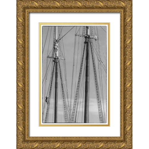 New England-Massachusetts-Cape Ann-Gloucester-Gloucester Schooner Festival-schooner masts Gold Ornate Wood Framed Art Print with Double Matting by Bibikow, Walter